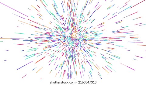 Abstract Holiday Festival Confetti Blast White Background. Bursting Colorful Lines Vector Illustration.