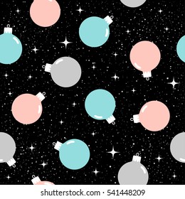 Abstract holiday glass ball seamless pattern background. Childish pattern for card, invitation, album, scrapbook cover, holiday wrapping paper, textile fabric, garment etc. 