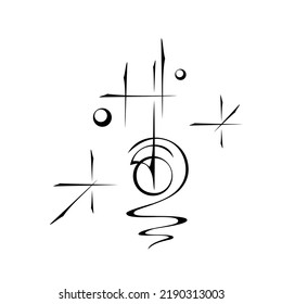 abstract holiday illustration with stylized stars, circles and curl. graphic decor