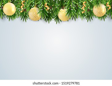 Abstract Holiday New Year and Merry Christmas Background with realistic Christmas wreath. Vector Illustration EPS10