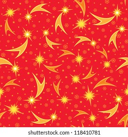 Abstract holiday seamless pattern. Christmas star background. Firework splash and snow ornament 