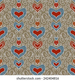 Abstract holiday seamless pattern with hearts for your design