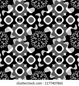 Abstract holiday wrapping paper in gray, black and white. Fabric spring ornament with tiles. Vector tiled background. Pin up style. Seamless rhombus pattern. Traditional design of 50s.