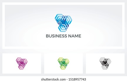 Abstract Hollow Hexagon Frame Logo Design