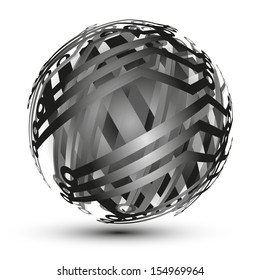 Abstract hollow sphere, chip, microcircuit, silicon chip, microchip