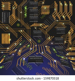 Abstract hollow sphere, chip, microcircuit, silicon chip, microchip