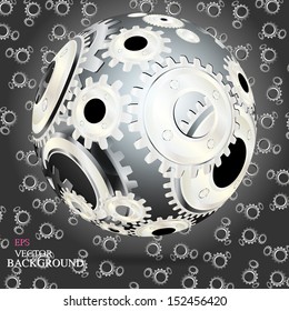 Abstract hollow sphere, cogwheel