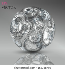 Abstract hollow sphere, cogwheel