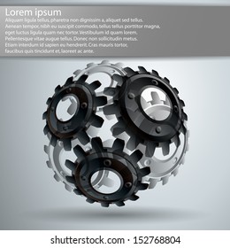 Abstract hollow sphere, cogwheel