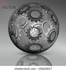 Abstract hollow sphere, cogwheel