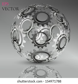 Abstract hollow sphere, cogwheel