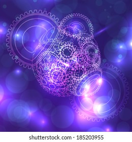 Abstract hollow sphere, cogwheel