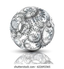 Abstract hollow sphere, cogwheel