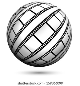 Abstract hollow sphere. Film, movie, photo, filmstrip, cinema