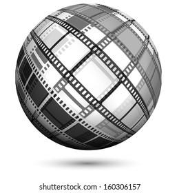 Abstract hollow sphere. Film, movie, photo, filmstrip, cinema