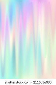 Resumen del fondo del gradiente holograma. Textura de impresión holo brillante iridiscente. Patrón de neón arcoiris holográfico. Papel de pared de vidrio vectorial perlente. Diseño del fluido del gradiente aura del espectro borroso.