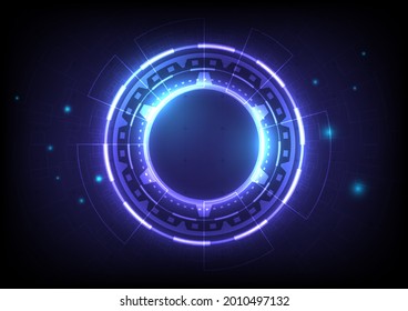 Abstract hologram hi-tech background. Data of Virtual reality technology electric innovation. Circuit board interface. Futuristic Sci-Fi glowing HUD circle