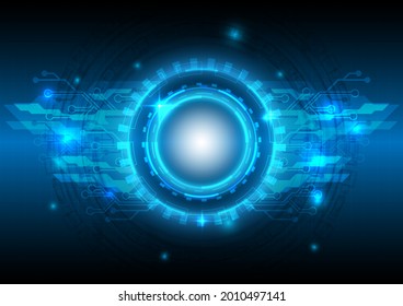 Abstract hologram hi-tech background. Data of virtual reality technology electric innovation. Circuit board interface. Futuristic Sci-Fi glowing HUD circuit