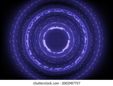 Abstract hologram hi-tech background. Virtual reality technology innovation. Head-up display interface. Futuristic Sci-Fi glowing HUD circle. Digital infographic business. Element of computer data 