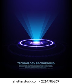 Abstract hologram technology.Vector illustration.Circle portals, teleport. hologram futuristic circle elements.GUI, UI virtual reality projector EP.1.hi-tech communication concept innovation vector 