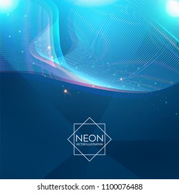 Abstract Hologram Wave Background. Technology Space. Shining Futuristic Lights. Vector illustration
