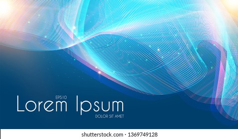 Abstract Hologram Wave Background. Technology Space. Shining Futuristic Lights. Vector illustration