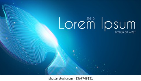 Abstract Hologram Wave Background. Technology Space. Shining Futuristic Lights. Vector illustration