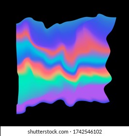 Abstract holographic background with colorful iridescent vortex. Psychedelic and surreal illustration in vaporwave style. 