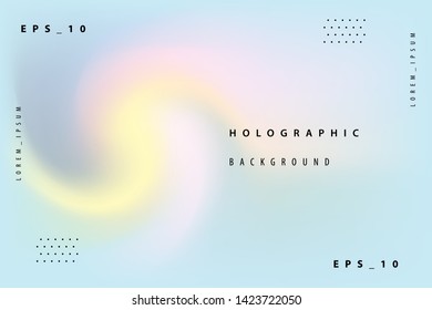 Abstract holographic background. Design template.Futuristic holographic poster with gradient mesh. 90s, 80s retro style. Iridescent graphic template for brochure, banner, wallpaper.- Vector