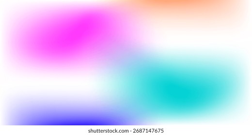 Um fundo holográfico abstrato com uma mistura embaçada de rosa vibrante, turquesa, roxo e laranja em uma tela branca.