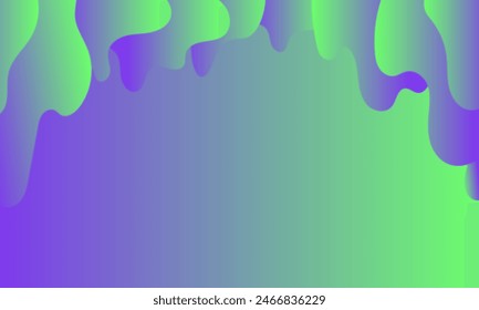 abstract holographic background with flowing drops of green and blue colors Vector