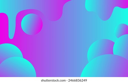 abstract holographic background with flowing drops in pink and blue colors Vector