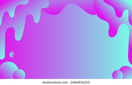 abstract holographic background with flowing drops in pink and blue colors Vector