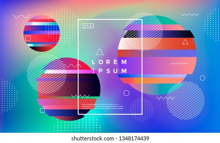 Abstract holographic background with geometric elements. Vaporwave/ retrowave style.
