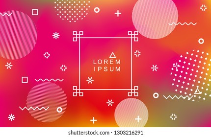 Abstract holographic background with memphis geometric elements. Vaporwave style.