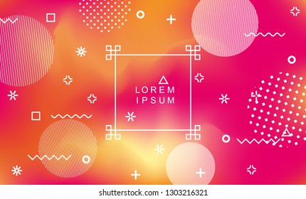 Abstract holographic background with memphis geometric elements. Vaporwave style.