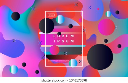 Abstract holographic background with memphis geometric elements. Vaporwave/ retrowave style.