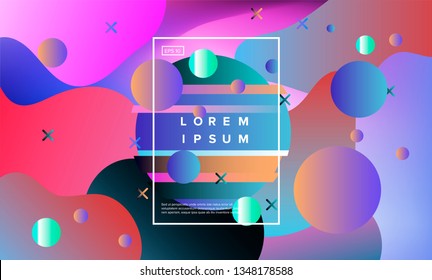 Abstract holographic background with memphis geometric elements. Vaporwave/ retrowave style.
