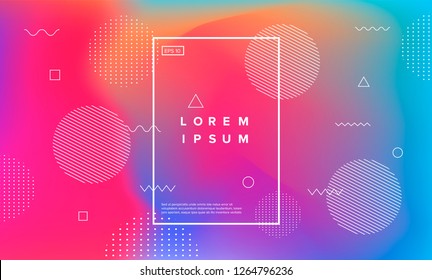 Abstract holographic background with neo memphis geometric elements. Synthwave/ retrowave/ vaporwave neon aesthetics.