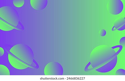 abstract holographic background with planets and space in green and blue colors Vector