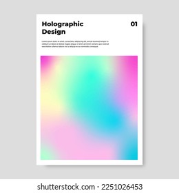 Abstract holographic background set. Retro 80s, 90s style. Colorful holographic posters for book cover brochure designs. Vector illustration