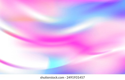 Abstract holographic background trendy colorful texture in pastel neon color. Gradient abstract waves with transparent glass style. Holographic fabric in motion. Hologram fabric texture. Vector EPS10.