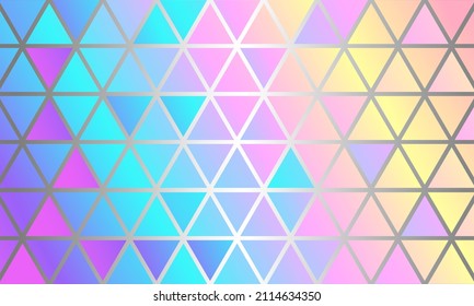 Abstract holographic background from triangles. Vector stock illustration. 