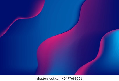 Abstract holographic blue and purple liquid wave shapes banner. modern wallpaper design for presentation, home decoration. glowing retro waves vector background
