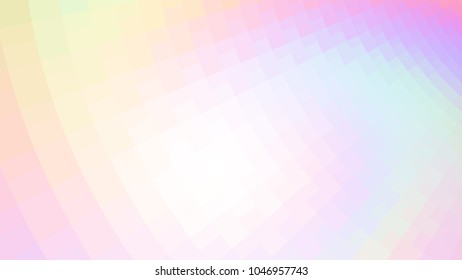 Abstract holographic colors composition with squares. Optical illusion of blur effect. Place for text. Vector EPS10 background for presentation, flyer, poster. Digitally wallpaper. 16 : 9
