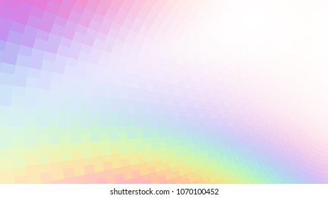 Abstract holographic colors composition with squares. Optical illusion of blur effect. Place for text. Vector EPS10 background for presentation, flyer, poster. Digital wallpaper. 16 : 9