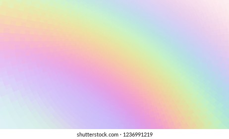 Abstract holographic colors composition with squares. Optical illusion of blur effect. Place for text. Vector EPS10 background for presentation, flyer, poster. Digitally wallpaper. 16 : 9