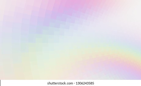 Abstract holographic colors composition with squares. Optical illusion of blur effect. Place for text. Vector EPS10 with transparency. Background for presentation, flyer, poster. Digitally wallpaper.