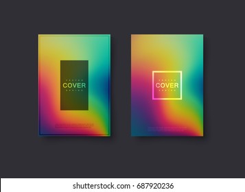 Abstract holographic cover design. Vector creative illustration. Mockup template for design. A4 paper size poster with abstract liquid fluids rainbow background. Iridescent flyer. Party invitation