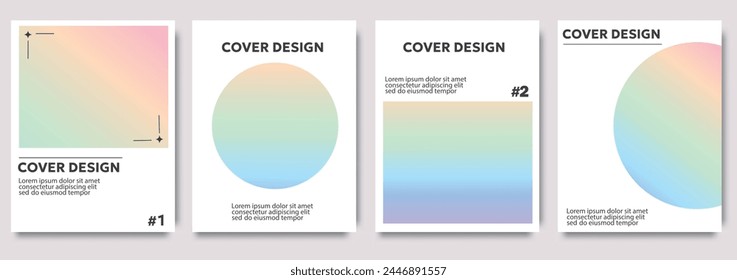 Plantilla de la cubierta holográfica Abstractas. Portadas creativas o carteles Horizontales en estilo minimalista moderno para identidad corporativa, branding, publicidad en redes sociales, promo.